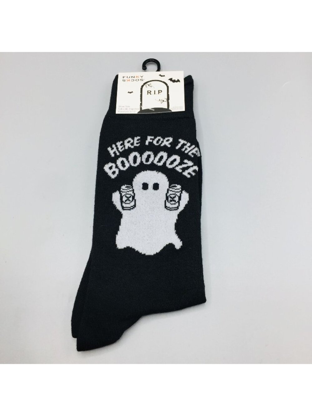 Funky Socks Halloween HERE FOR THE BOOZE Men's Crew Socks 6-12